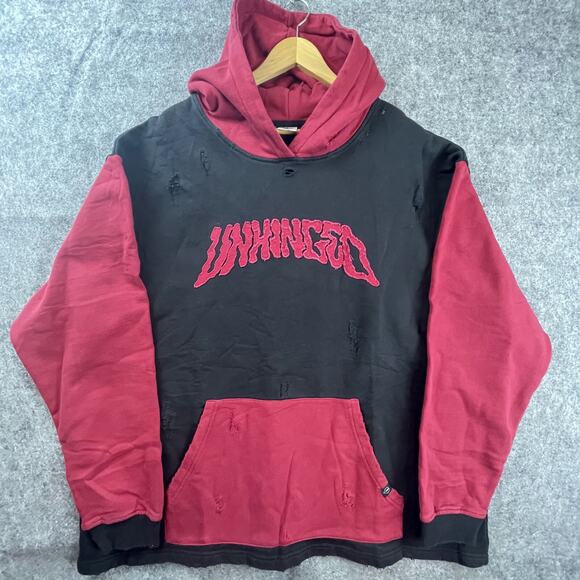 Beautiful Bastard Unhinged Hoodie 3XL Red Black Distressed Thrashed Punk - Picture 1 of 7